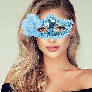 Floral Sequins Half Face Party Mask 1 Pc