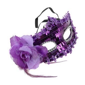 Floral Sequins Half Face Party Mask 1 pc