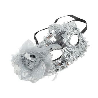 Floral Sequins Half Face Party Mask 1 pc