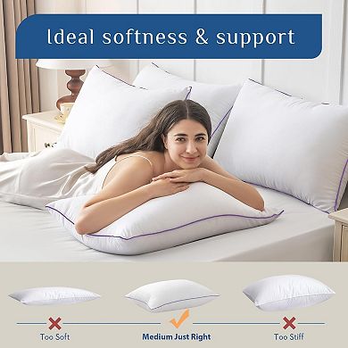 Luxury Fluffy Down Alternative Pillows: Medium Support for Side, Stomach, and Back Sleepers