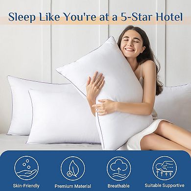 Luxury Fluffy Down Alternative Pillows: Medium Support for Side, Stomach, and Back Sleepers
