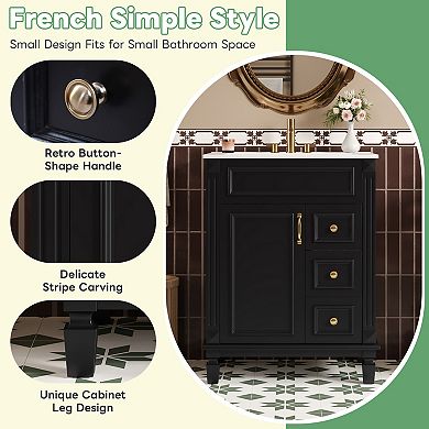 Merax 24" Bathroom Vanity with Ceramic Sink, Small Bathroom Sink Cabinet