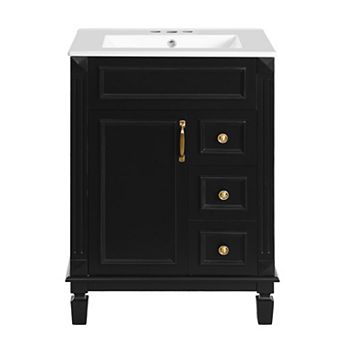 Merax 24" Bathroom Vanity with Ceramic Sink, Small Bathroom Sink Cabinet