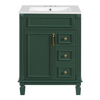 Merax 24" Bathroom Vanity with Ceramic Sink, Small Bathroom Sink Cabinet