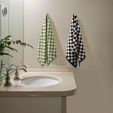 5-Pack Cotton Hand Towels, 13x29" Checkered, Soft & Absorbent