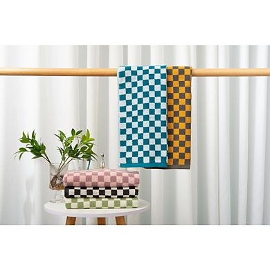 5-Pack Cotton Hand Towels, 13x29" Checkered, Soft & Absorbent