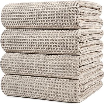 Microfiber Oversize Quick Dry Lint Free Bath Towel, 60 x 30 in 4 Pack (Waffle Weave)