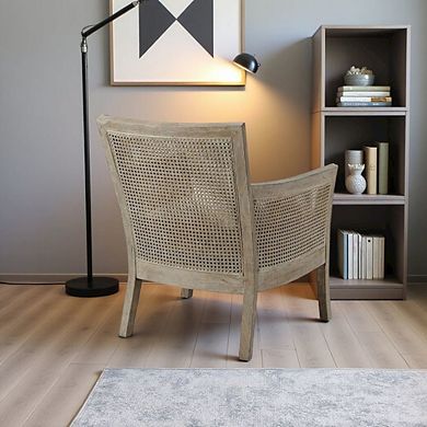 Elegant Beige Wingback Chair Classic Push Back Recliner for Living Room