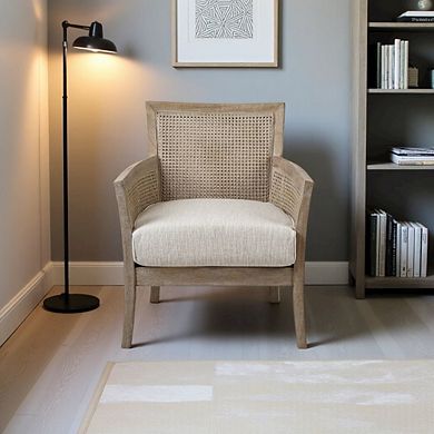 Elegant Beige Wingback Chair Classic Push Back Recliner for Living Room