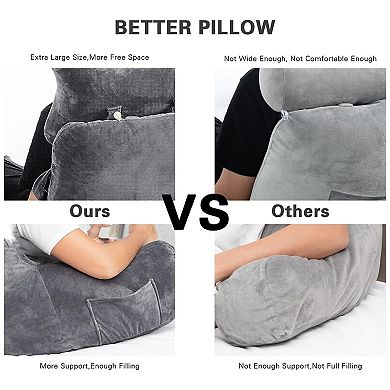 Extra Large 31" Reading Pillow with Detachable Neck Roll for Comfortable TV/Gaming/Relaxing
