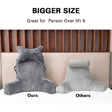 Extra Large 31" Reading Pillow with Detachable Neck Roll for Comfortable TV/Gaming/Relaxing