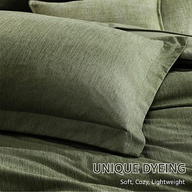 Extra Soft Queen Bed in a Bag Set: 7-Piece Olive Green Reversible Comforter with Sheets, Pillowcases