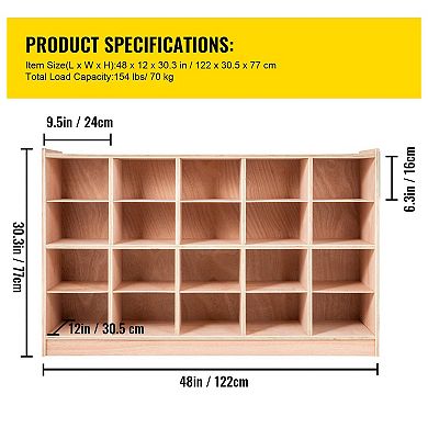 Cubby Storage for Playroom, Bedroom, or Classroom, 20 Compartments