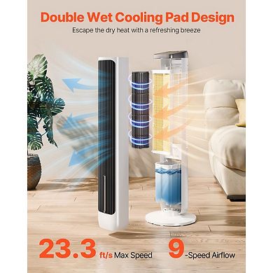 Tower Fan with Ice Crystal Cooling, Humidifier, and Touch Controls