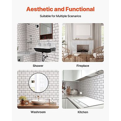 Self-Adhesive Kitchen and Bathroom Backsplash Tiles 2mm Thick 10-Pack