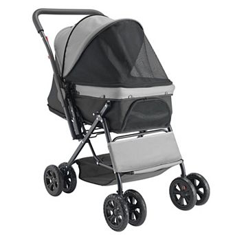 Pet Stroller for Small and Medium Dogs and Cats with Mesh Cabin