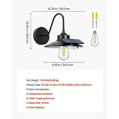 Farmhouse Solar Barn Light with Motion Sensor Outdoor Security Wall Lamp