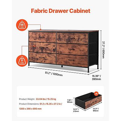 Fabric Drawer Dresser with Multiple Storage Drawers and Metal Frame