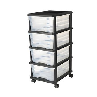 4 Drawer Plastic Storage Organizer with Wheels for Bedroom or Office