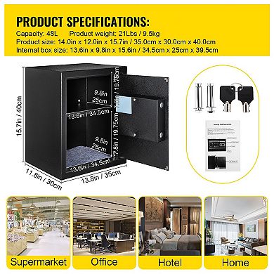 Wall Mount Biometric Safe with Fingerprint Reader and Backup Keys