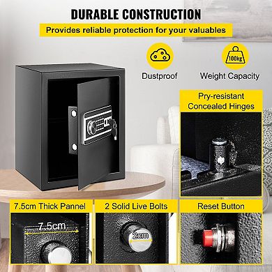 Wall Mount Biometric Safe with Fingerprint Reader and Backup Keys