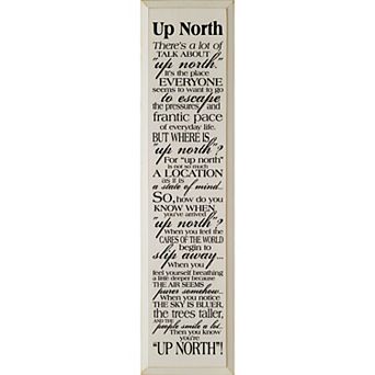 Up North Quote Wall Art Wooden Sign for Living Room, Entryway, or Cabin Decor