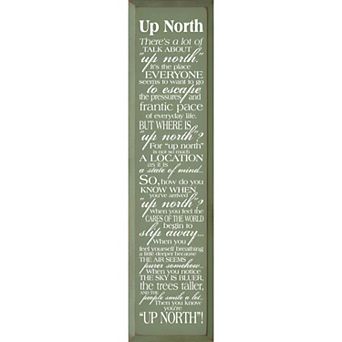 Up North Quote Wall Art Wooden Sign for Living Room, Entryway, or Cabin Decor