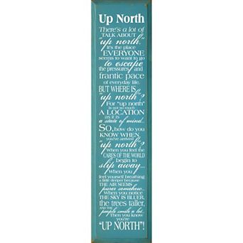 Up North Quote Wall Art Wooden Sign for Living Room, Entryway, or Cabin Decor