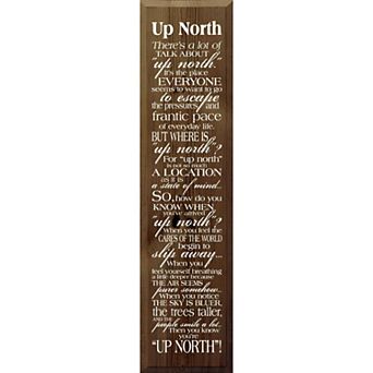 Up North Quote Wall Art Wooden Sign for Living Room, Entryway, or Cabin Decor