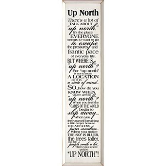 Up North Quote Wall Art Wooden Sign for Living Room, Entryway, or Cabin Decor