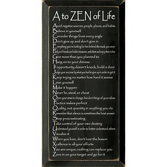 Inspirational Wood Wall Art 9 x 18 A to ZEN of Life Quote for Home or Office