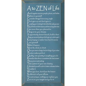 Inspirational Wood Wall Art 9 x 18 A to ZEN of Life Quote for Home or Office