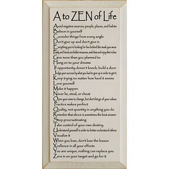 Inspirational Wood Wall Art 9 x 18 A to ZEN of Life Quote for Home or Office