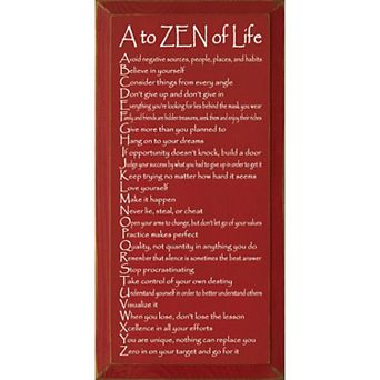 Inspirational Wood Wall Art 9 x 18 A to ZEN of Life Quote for Home or Office