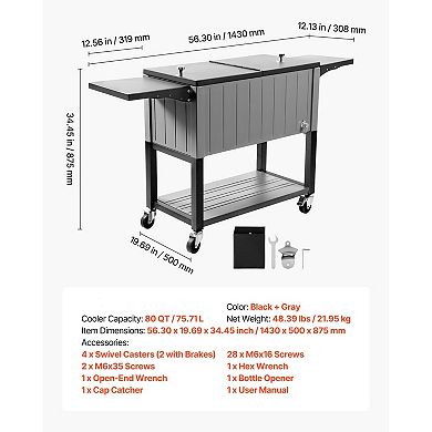 Rolling Cooler Cart with Divider and Swivel Wheels for Outdoor Use