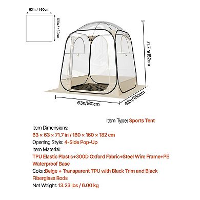 Pop-Up Sports Tent with Clear Panels and Ventilation Windows for Backyard Use