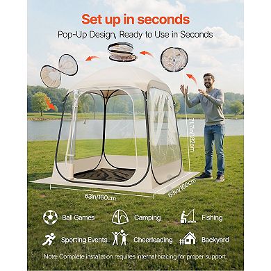 Pop-Up Sports Tent with Clear Panels and Ventilation Windows for Backyard Use