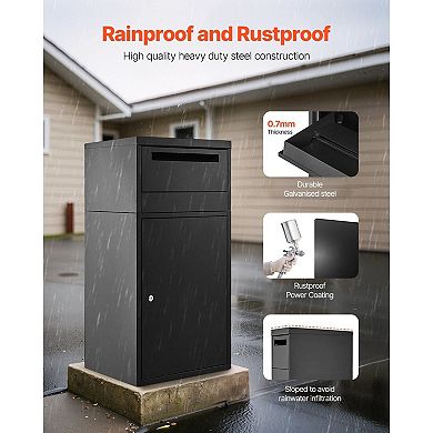 Weatherproof Package Mailbox with Galvanized Steel and Magnetic Door
