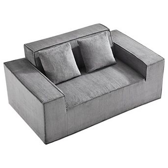 Corduroy Two-Seater Loveseat, Soft Foam Cushions with Anti-Sag Design