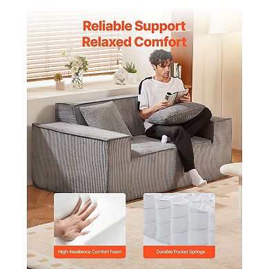 Corduroy Two-Seater Loveseat, Soft Foam Cushions with Anti-Sag Design