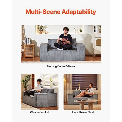 Corduroy Two-Seater Loveseat, Soft Foam Cushions with Anti-Sag Design