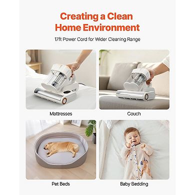 Mattress and Upholstery Vacuum with High-Speed Roller Brush and Hot Air