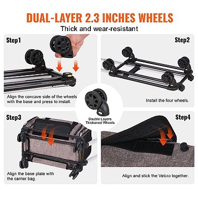 Portable Cat Carrier with Shoulder Strap, Backpack, or Rolling Wheels