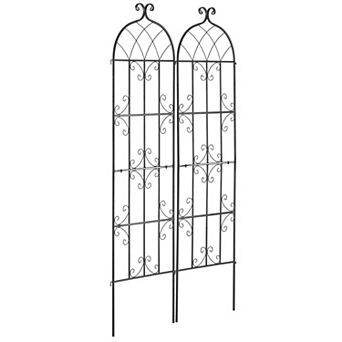 Outdoor Garden Trellis with Powder-Coated Metal Frame for Climbing Plants