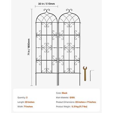 Outdoor Garden Trellis with Powder-Coated Metal Frame for Climbing Plants
