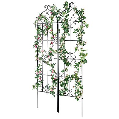 Outdoor Garden Trellis with Powder-Coated Metal Frame for Climbing Plants