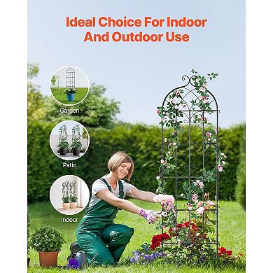 Outdoor Garden Trellis with Powder-Coated Metal Frame for Climbing Plants