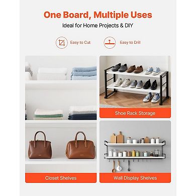 2 Pieces Shelf Board Melamine Particle Board for Closet and Wall Shelving