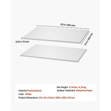 2 Pieces Shelf Board Melamine Particle Board for Closet and Wall Shelving