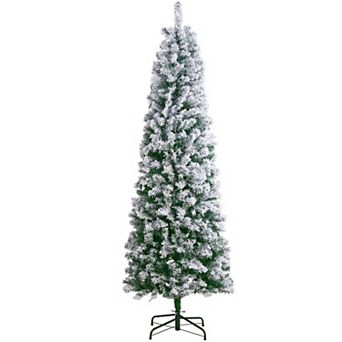Prelit Snow Flocked Artificial Christmas Tree with Warm White LED Lights